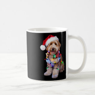 Golden Doodle In Santa Hat Wrapped Up In Christmas Coffee Mug