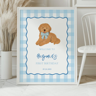 Golden Doodle Puppy Birthday Party Welcome Poster