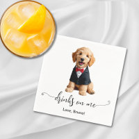 Golden Doodle Puppy Drinks On Me Dog Wedding