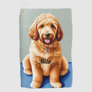 Golden Doodle Puppy  Golf Towel