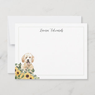 Golden Doodle Sunflower Eucalyptus Personalized Card