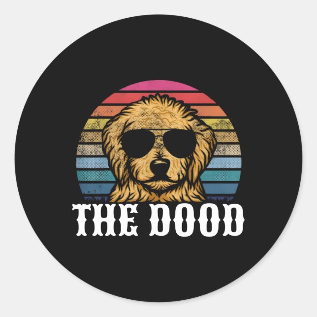Golden Doodle The Dood Dad Mom Classic Round Sticker (Front)