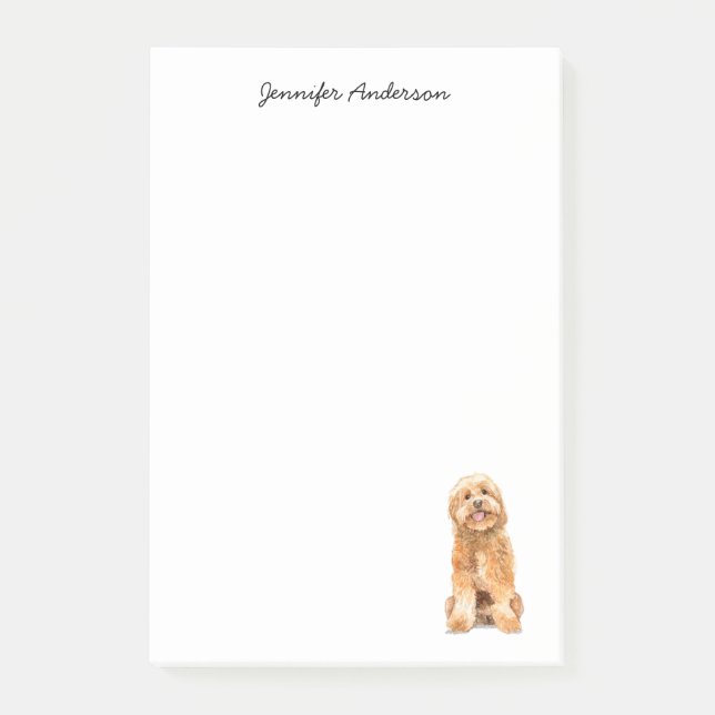 Golden Doodle watercolor personalized Post-it Notes (Front)