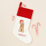 Golden doodle with Santa hat  Christmas Stocking<br><div class="desc">Personalized cute Golden doodle with Santa hat stockings for your furry friend.</div>