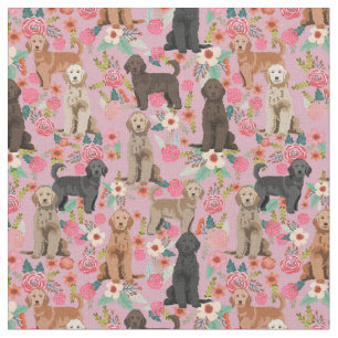 Golden Doodles vintage floral dusty pink Fabric