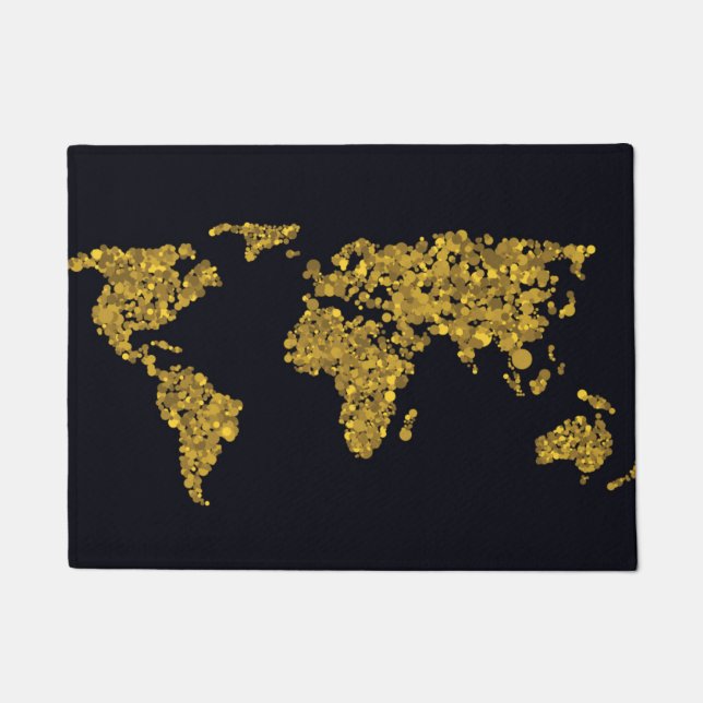 Golden Dot World Map Doormat (Front)
