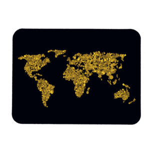 Golden Dot World Map Magnet