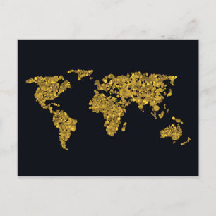 Golden Dot World Map Postcard