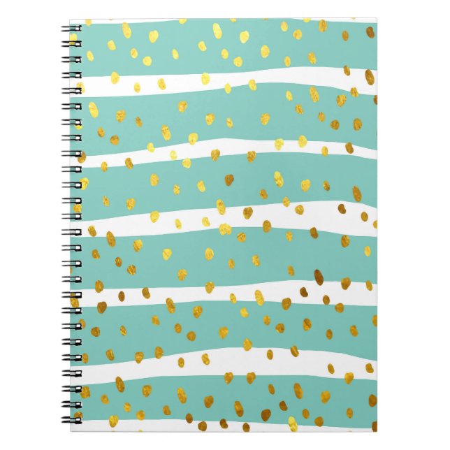 Golden Dots and Stripes: Elegant Pattern Notebook (Front)