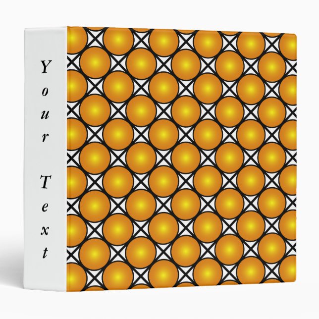 Golden Dots Black White Lattice Pattern Own Text Binder (Front/Spine)