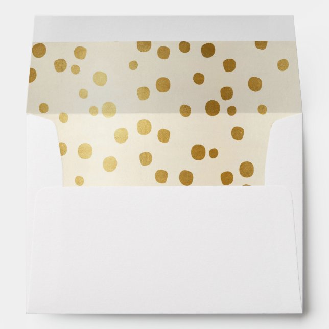 Golden Dots Ecru Background Wedding Lined Envelopes (Back (Bottom))