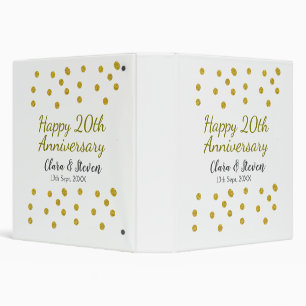 Golden dots glitter happy 20th anniversary wedding binder