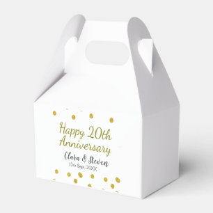 Golden dots glitter happy 20th anniversary wedding favor box