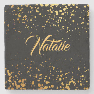 Golden Dots Stone Coaster