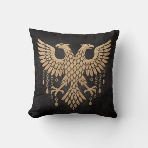 Golden Double-Headed Eagle – Regal Mythic Emblem o Throw Pillow