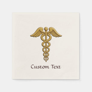 Golden Double Snake Caduceus Napkin