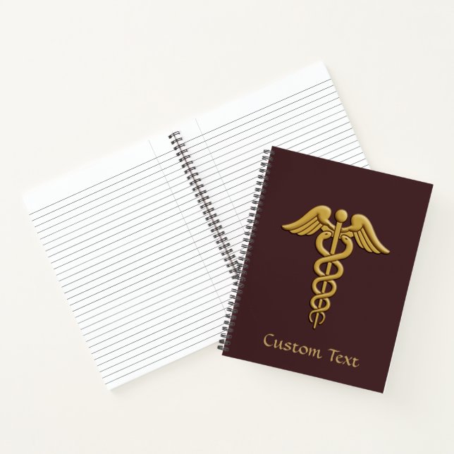 Golden Double Snake Caduceus Notebook (Inside)