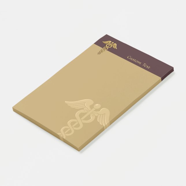 Golden Double Snake Caduceus Post-it Notes (Incliné)