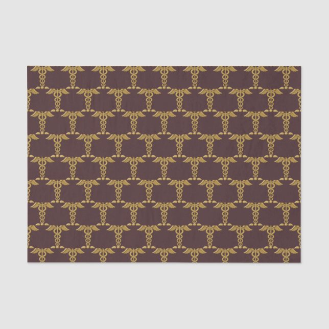 Golden Double Snake Caduceus Tissue Paper (Front)