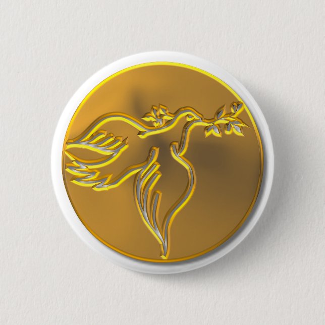 Golden Dove of Peace - Holy Spirit 2 Inch Round Button (Front)