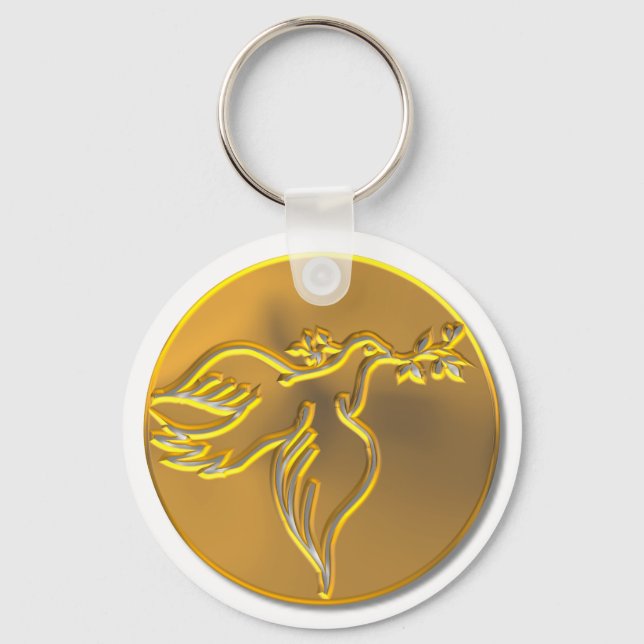 Golden Dove of Peace - Holy Spirit Keychain (Front)
