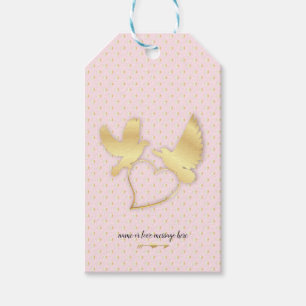 Golden Doves with a Golden Heart, Gentle Love Gift Tags