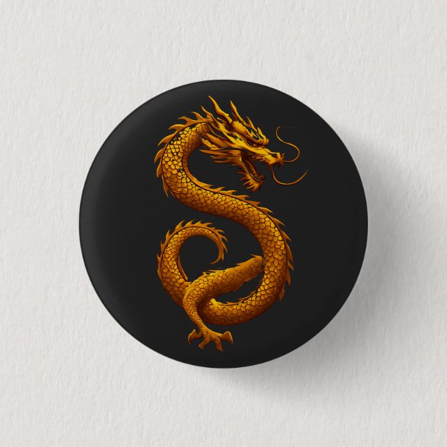 Golden Dragon 1 Inch Round Button (Front)