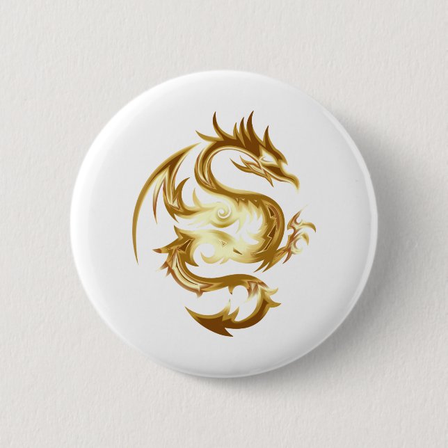 Golden Dragon 2 Inch Round Button (Front)