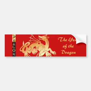 Golden Dragon and Banner Bumper Sticker