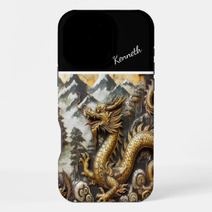 Golden Dragon Ascending iPhone 16 Pro Max Case
