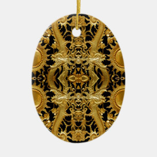 golden dragon ceramic ornament