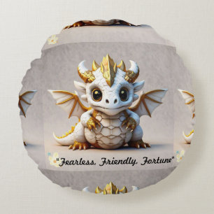 "Golden Dragon Charm" Round Pillow