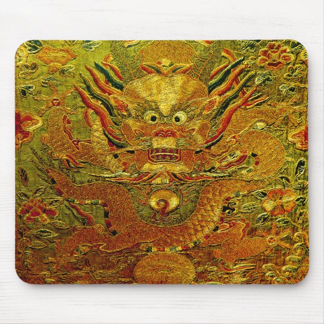 Golden dragon Chinese embroidery Ming dynasty Mouse Pad (Front)
