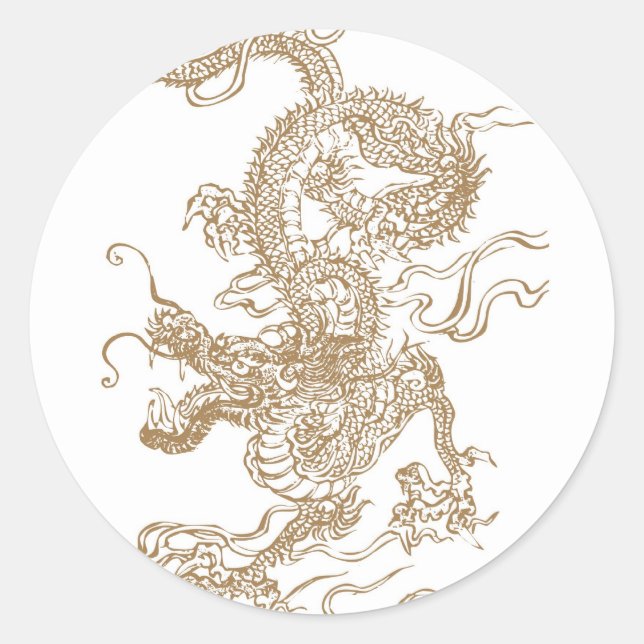 Golden Dragon Classic Round Sticker (Front)