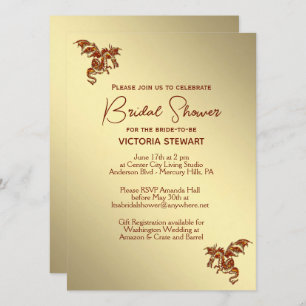 Golden Dragon Fantasy Bridal Shower Invitation