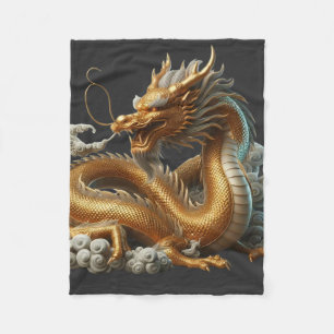 golden dragon fleece blanket