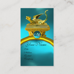 GOLDEN DRAGON GEM MONOGRAM, yellow blue sapphire Business Card