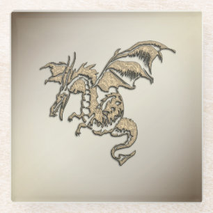 Golden Dragon Glass Coaster