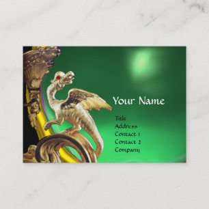 GOLDEN DRAGON GREEN JADE Monogram Business Card