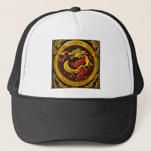"Golden Dragon Hats: Intricately Designed Headwear Trucker Hat