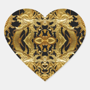 golden dragon heart sticker