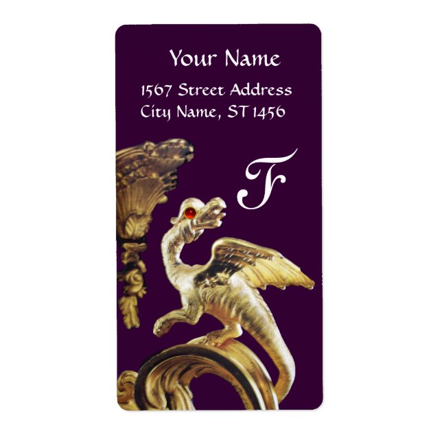 GOLDEN DRAGON IN PURPLE RED RUBY Monogram (Front)