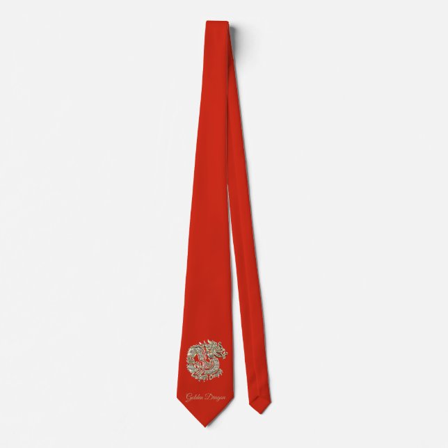 Golden Dragon Logo Add Name Text or Monogram Chic Tie (Front)