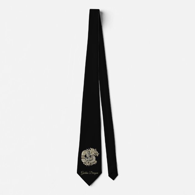 Golden Dragon Logo Add Name Text or Monogram Chic Tie (Front)