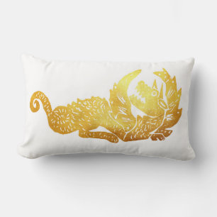 Golden dragon Lumbar Cushion 33 x 53 cm