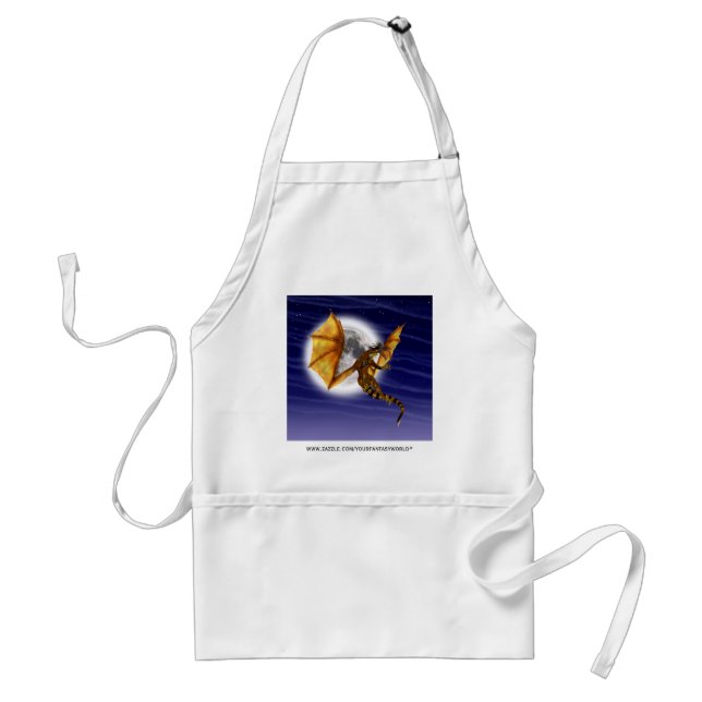 Golden Dragon Mythical Fantasy Creature Purple Sky Standard Apron (Front)
