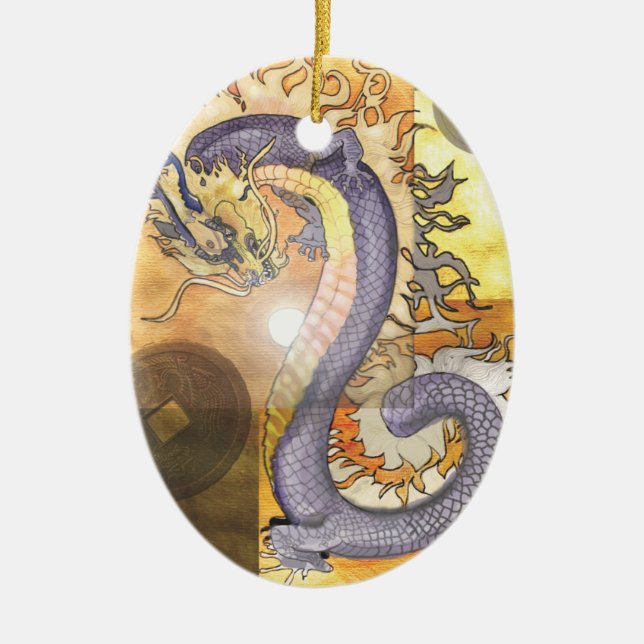 Golden Dragon~ornament Ceramic Ornament (Front)