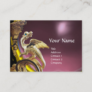 GOLDEN DRAGON PINK PURPLE AMETHYST Monogram Business Card