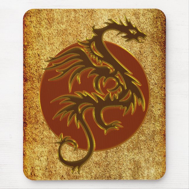 Golden Dragon Sun | antique style Mouse Pad (Front)