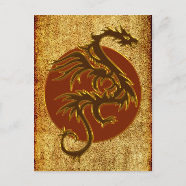Golden Dragon Sun | antique style Postcard (Front)